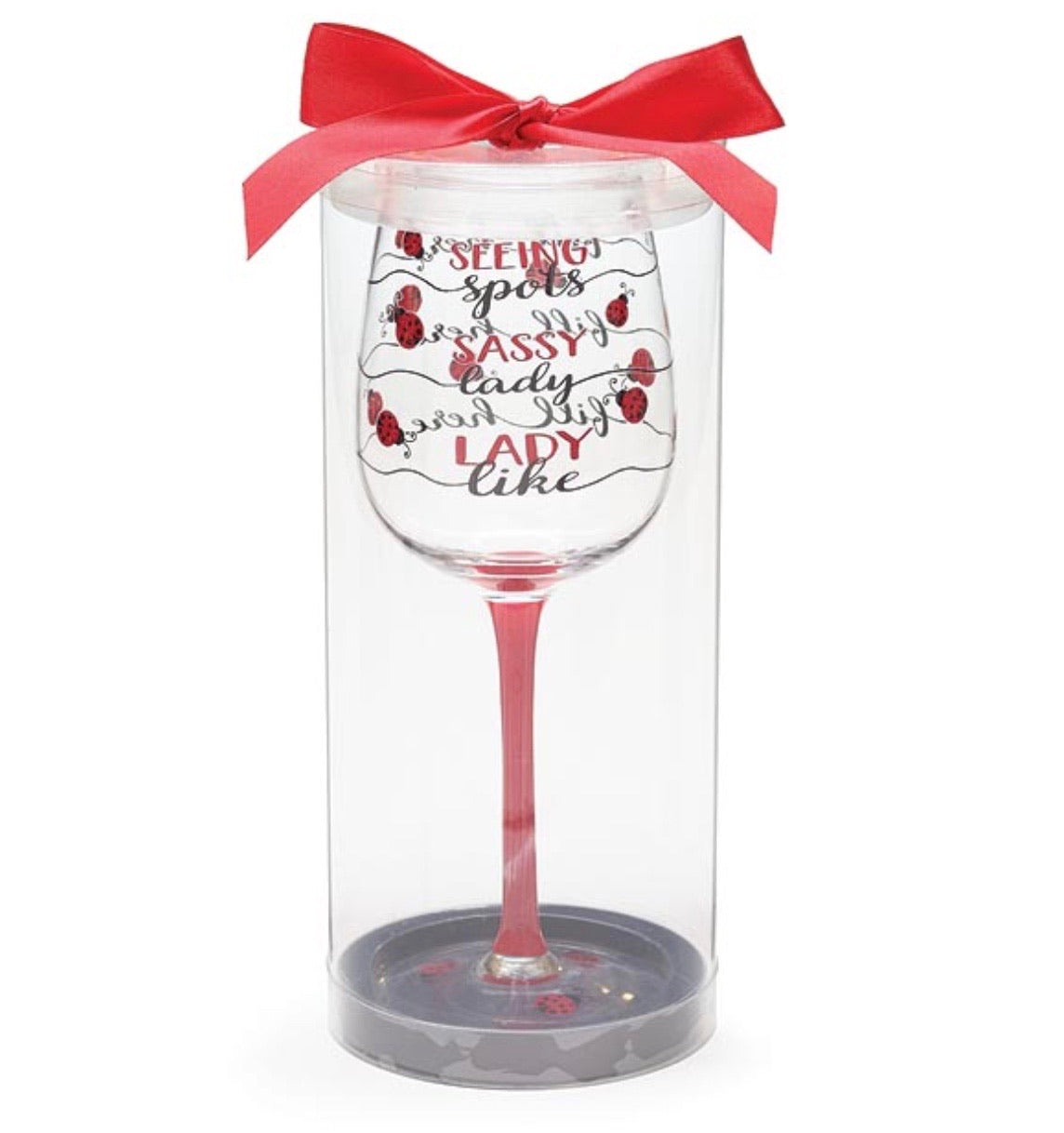 Lady Bug Fill Line Wine Glass