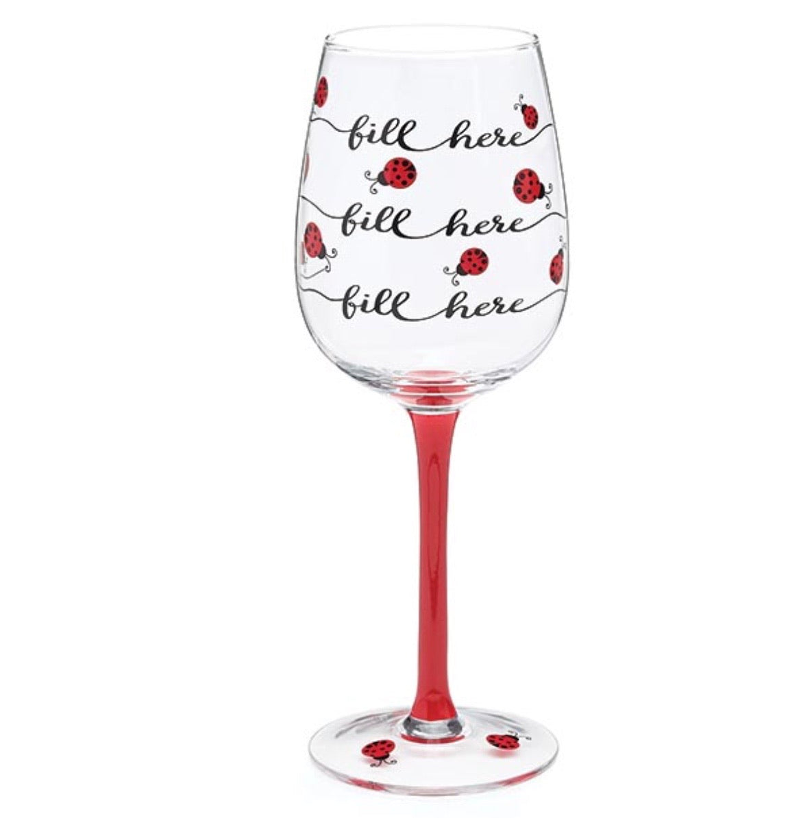 Lady Bug Fill Line Wine Glass