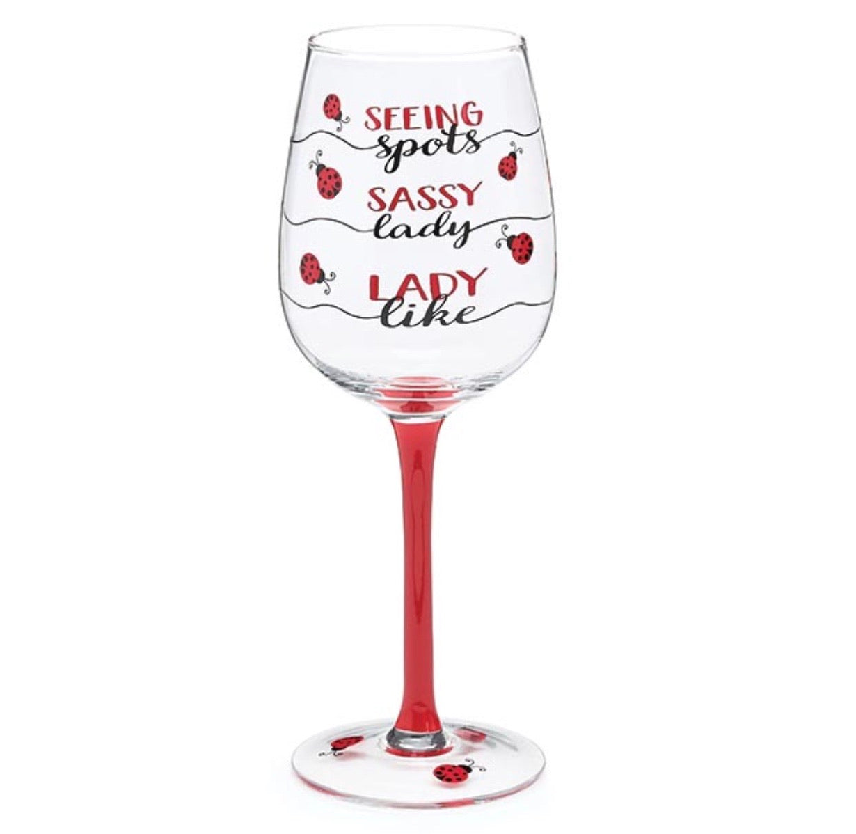 Lady Bug Fill Line Wine Glass